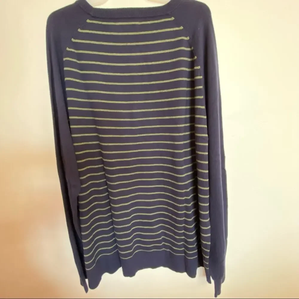 Goodfellow 100% Cotton Navy Sweater green stripe XXL NWT